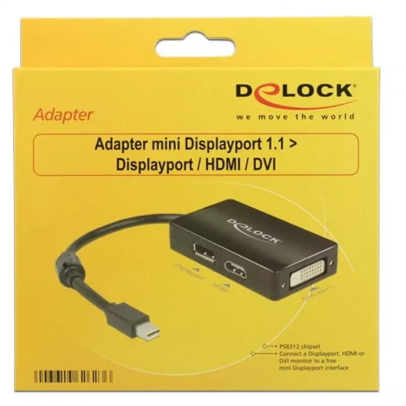 Adapteris DeLOCK 0,16 m Mini DisplayPort → DisplayPort / HDMI / DVI-D