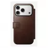 Mobiliojo telefono dėklas Nomad Modern Leather Folio, skirtas iPhone 17 Pro, oda/aliuminis, 16 cm (6,3 colio), rudas, 4 kortelių kišenės