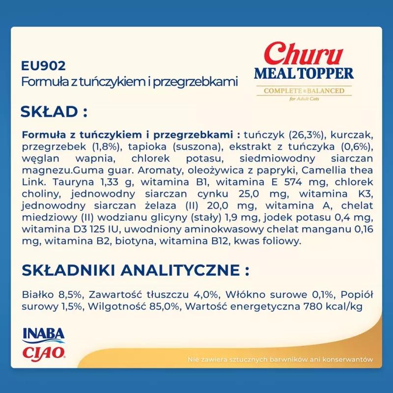 Šlapias skanėstas katėms INABA Churu Meal Topper Tuna su Scallop 4 x 14 g