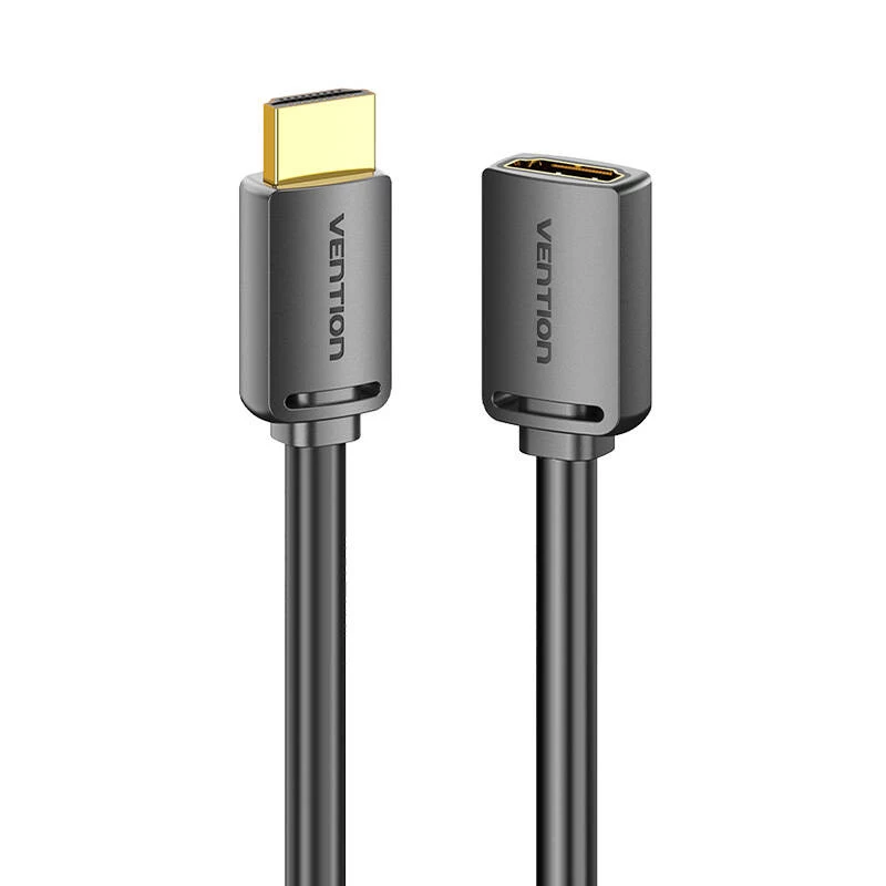 HDMI kabelis Vention AHCBD 0,5 m, HDMI Type A kištukas – HDMI Type A lizdas, HDMI 2.0, paauksuoti kontaktai, juodas