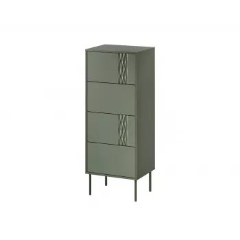 Komoda Cama Meble Cama 4S TRESSE 50x40x125 cm, matinė žalia, 4 stalčiai, medžio drožlių plokštė