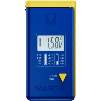 Baterijų testeris Varta 00893 101 111 LCD skaitmeninis nešiojamas AA, AAA, 9V, monetinėms baterijoms