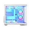 PC korpusas MODECOM Volcano Panorama Midi Tower baltas – micro ATX, grūdintas stiklas, ARGB, USB-C, palaiko GPU iki 400 mm