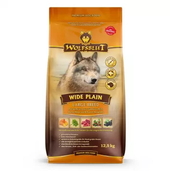 Sausas šunų ėdalas Wolfsblut Wide Plain Large Breed — Arklių mėsa ir saldžiosios bulvės, 12,5 kg