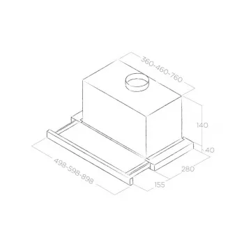 Įmontuojamas gartraukis Elica Elite 14 LUX 60 BL — 598 mm, 368 m³/h, aliuminio filtras, LED