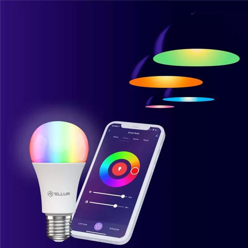 Išmanioji WiFi lemputė Tellur TLL331341 9W RGB reguliuojamo ryškumo