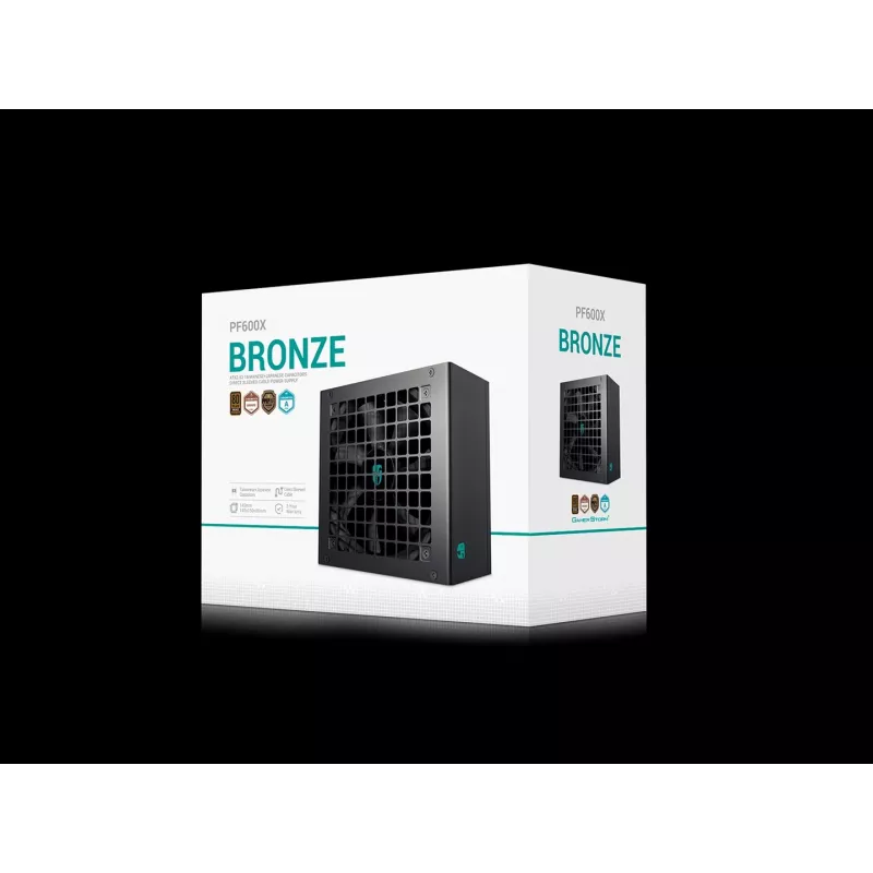 ATX maitinimo blokas DeepCool PF600X 600W 80 PLUS Bronze, 600 W, 12 cm ventiliatorius, ATX 2.52, 24 kontaktų, 2×(6+2) PCIe, 8×SATA