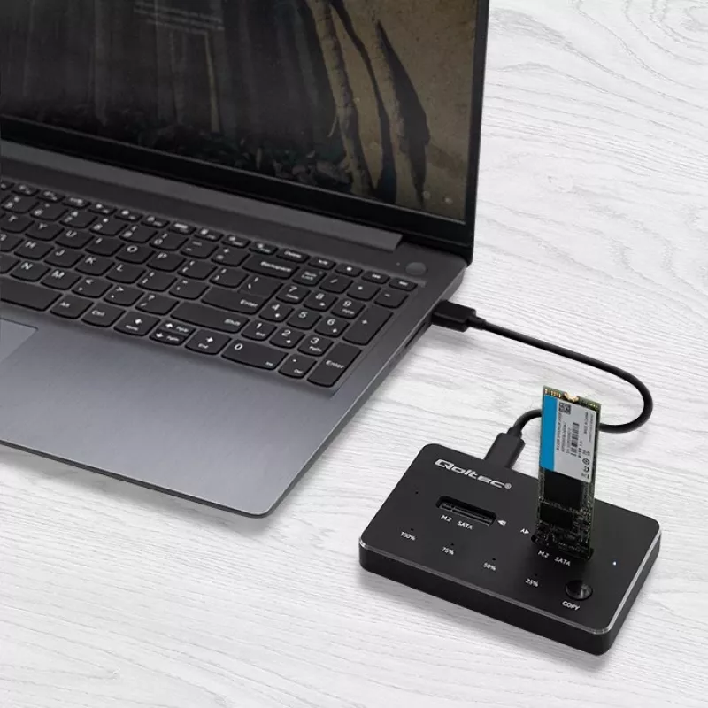 Qoltec 50310 Docking stotis 2x SSD M.2 SATA NGFF USB Type C