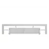 TV stovas Cama Meble TORO 200 2000×350×410 mm, pilkas stalviršis iš medžio drožlių plokštės, pilkai/baltas blizgesys