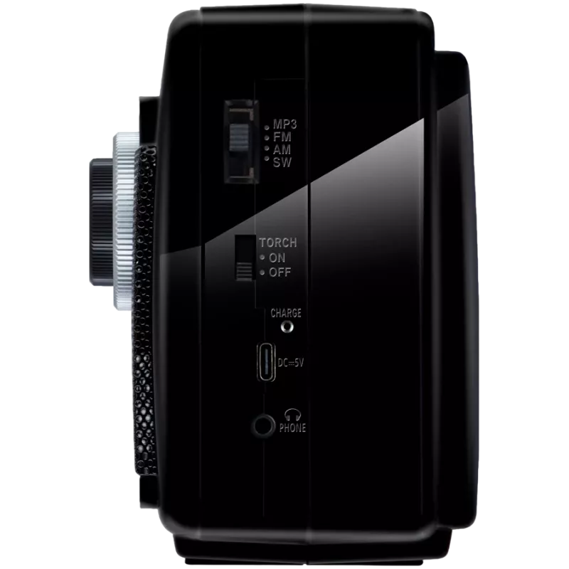 Nešiojamas garsiakalbis SVEN SRP-155, juodas (3W, Bluetooth, FM/AM/SW, USB, microSD, žibintuvėlis, baterija)