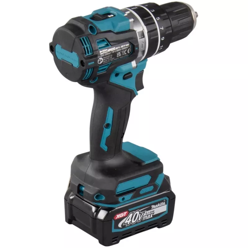 Makita besmūgis rotacinis plaktukas / gręžtuvas 2 greičiai, raktinis griebtuvas 13 mm, 64 N·m, 2 baterijos ir įkroviklis, 40 V