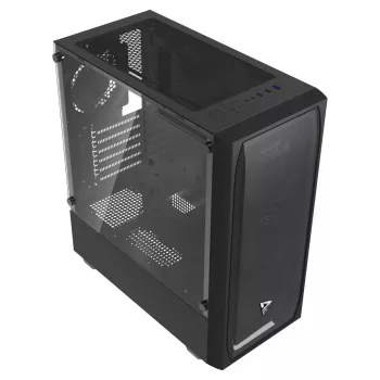 PC korpusas SAVIO Noctis Flow – Cube Mini-ITX/Micro-ATX/ATX, 3x120mm priekyje, 1x120mm gale, 2x3.5 colio + 3x2.5 colio vietos, grūdintas stiklas
