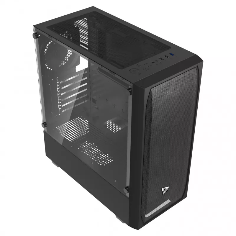 PC korpusas SAVIO Noctis Flow – Cube Mini-ITX/Micro-ATX/ATX, 3x120mm priekyje, 1x120mm gale, 2x3.5 colio + 3x2.5 colio vietos, grūdintas stiklas