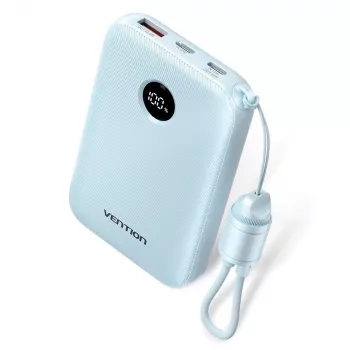 Power bank Vention 10000mAh 22.5W mėlynas — 2× USB‑C, 1× USB‑A