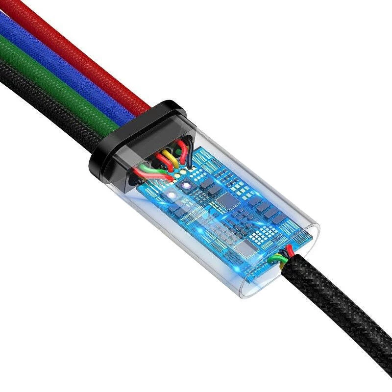 USB laidas Baseus Fast 4in1 2xUSB-C / Lightning / Micro 3,5A 1,2m (juodas)