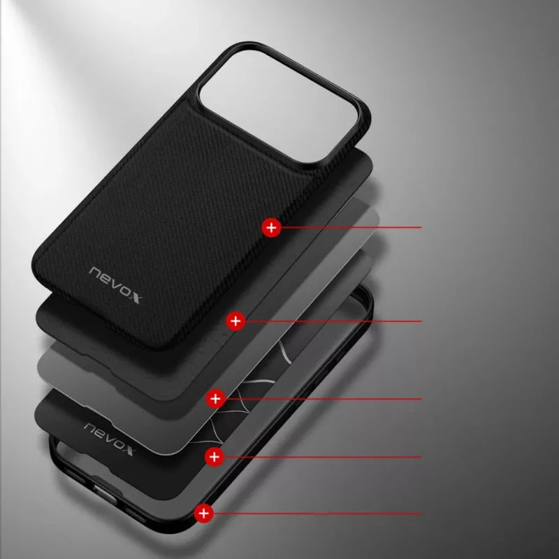 Nevox StyleShell NYLO 2528 dėklas iPhone 17 Pro, juodas