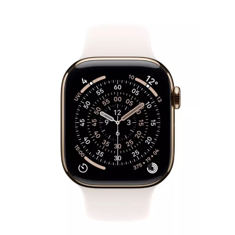 Išmanusis laikrodis Apple Watch Series 11 GPS + Cellular 42 mm auksinis titano korpusas su Light Blush Sport apyranke M/L