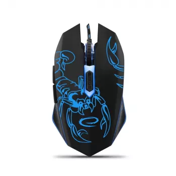 Esperanza MX203 SCORPIO – žaidimų pelė, USB, mėlyna, optinė, 6 mygtukai, juoda
