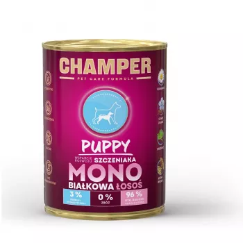 CHAMPER Puppy Monoprotein Salmon šlapias ėdalas šunims - lašiša - 400g
