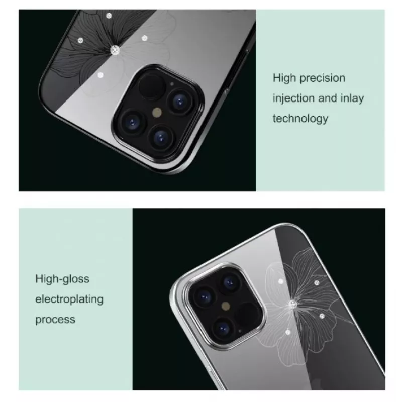 Apsauginis dėklas Devia Crystal Flora iPhone 12 Pro Max — permatomas mėlynas, plonas