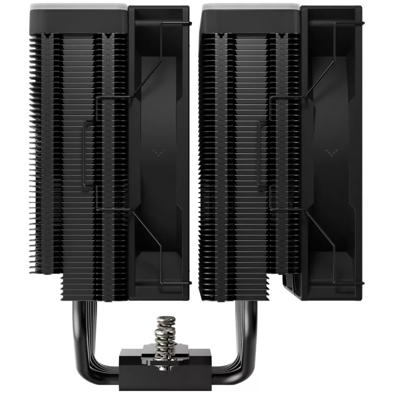 Oro aušintuvas DeepCool AG620 BK ARGB V2 — 120 mm dvigubas ventiliatorius, 6 šilumos vamzdeliai, LGA 1700/AM4/AM5, juodas