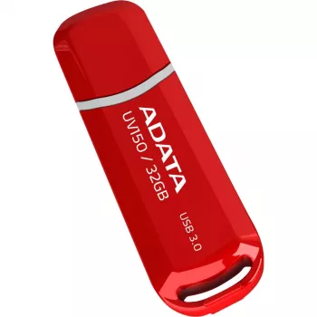 USB atmintukas ADATA DashDrive UV150 32GB, USB Type-A 3.2 Gen 1, raudonas, su užsifiksuojančiu dangteliu
