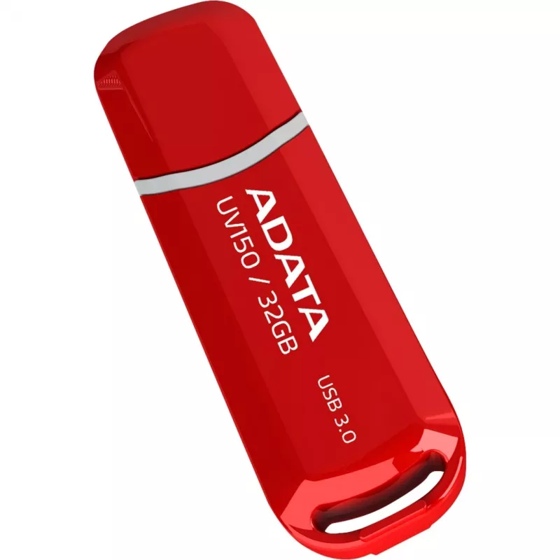 USB atmintukas ADATA DashDrive UV150 32GB, USB Type-A 3.2 Gen 1, raudonas, su užsifiksuojančiu dangteliu