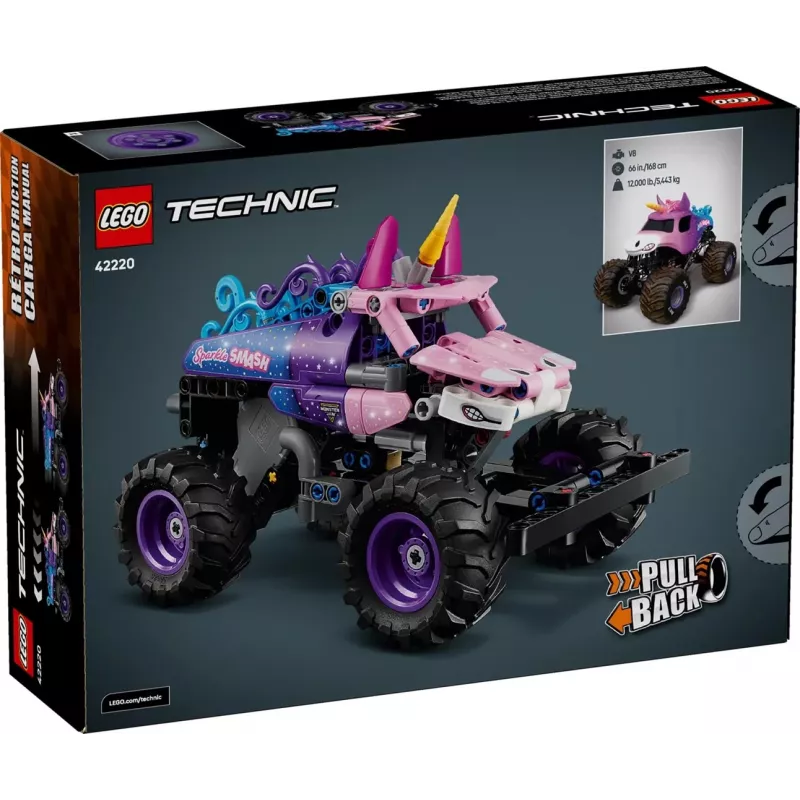 LEGO TECHNIC 42220 Monster Jam Sparkle Smash atgal traukiamas automobilis