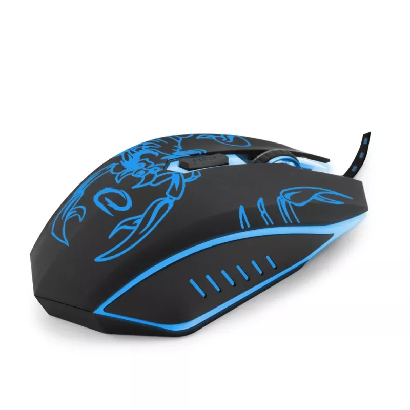 Esperanza MX203 SCORPIO – žaidimų pelė, USB, mėlyna, optinė, 6 mygtukai, juoda