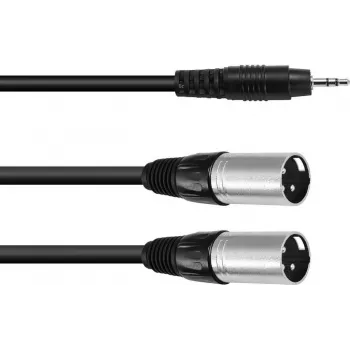 Garso adapterio kabelis Omnitronic 1x 3,5 mm TRS į 2x 3 kontaktų XLR, 1,5 m