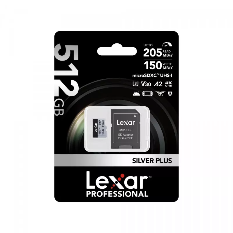 Flash atminties kortelė Lexar 512 GB UHS-I microSDXC SILVER PLUS