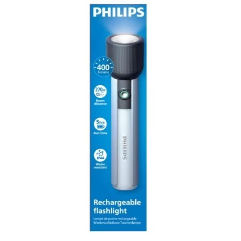 Philips įkraunamas prožektorius USB-C 400 lm 2000 mAh – nešiojamas LED žibintuvėlis
