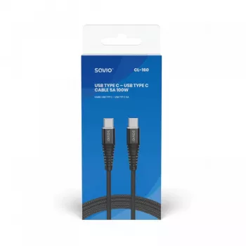 Savio CL-160 USB-C laidas 2 m USB 2.0 USB C - USB C juodas
