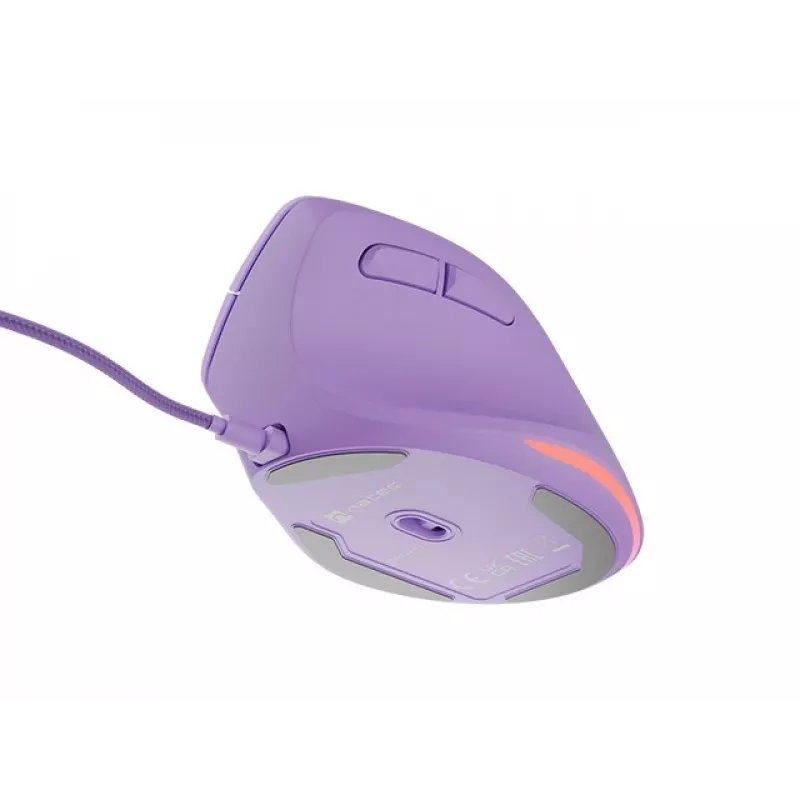 NATEC Crake 2 Pro pelė, vertikali, dešinei rankai, USB-A, optinė, 12800 DPI, violetinė