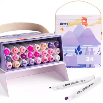 Dvipusiai markeriniai rašikliai Arrtx LC302239 – 24 spalvos, violetinių atspalvių rinkinys
