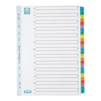 Elba Mylar kortelių rodyklė A-Z, 26 skyriai, A4 Extra Wide, 230 x 297 mm, spalvotos kortelės (592581-20)