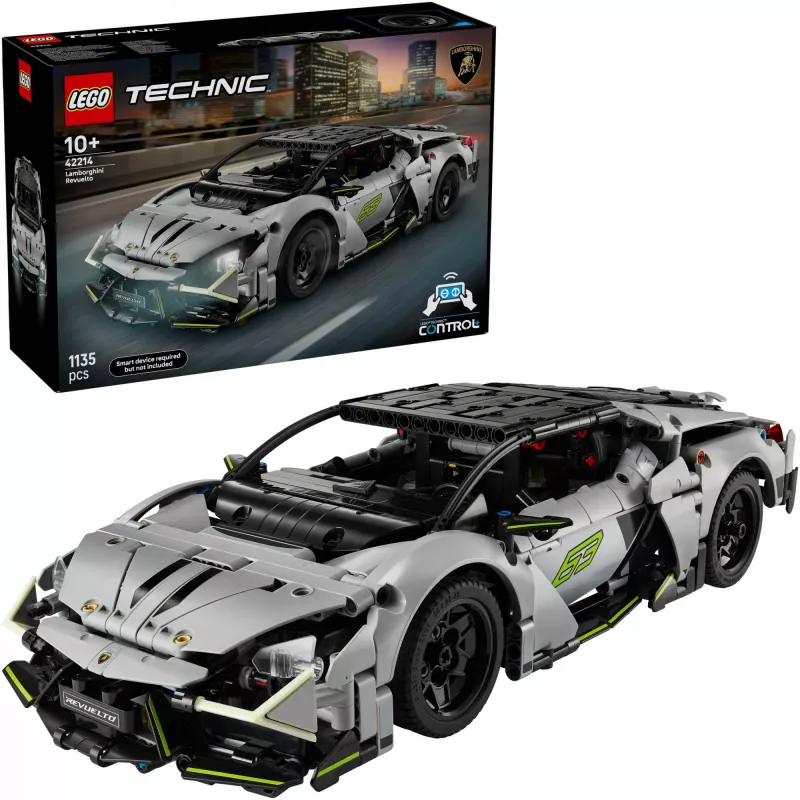 LEGO Technic Supercar Lamborghini Revuelto 42214 — 1:10 mastelio modelio rinkinys, 1135 dalių