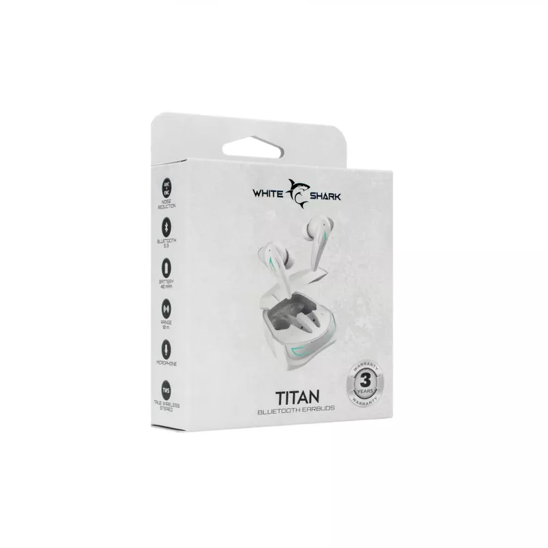 Belaidės ausinės White Shark GEB-TWS96 Titan White