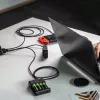 Green Cell GC Ray KABGCSET01 USB-A į USB-C kabelių komplektas, 3 vnt. (30 cm, 120 cm, 200 cm), žalia LED šviesa, QC 3.0 greitasis įkrovimas, juodas