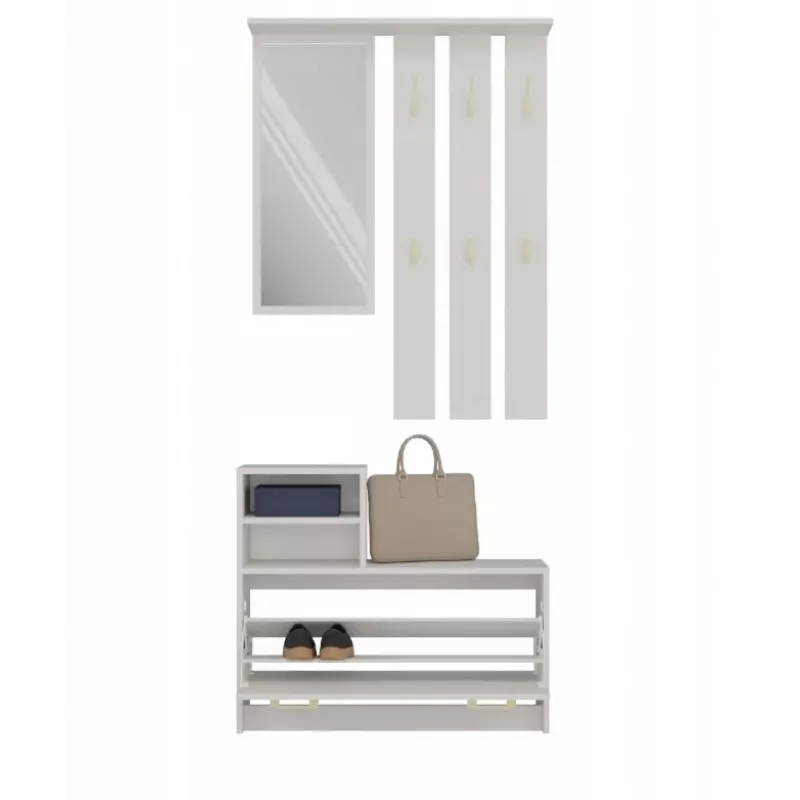 Spintelė batų laikymui VERA Cashmere GS1 — 1800×850×240 mm, su veidrodžiu, 1 lentyna, 6 kabliukais