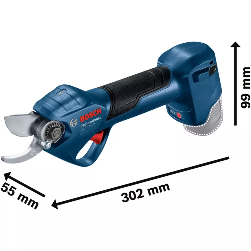 Akumuliatorinės sodo žirklės GGP 12V-25 Professional solo, 12V (mėlyna/juoda, be akumuliatoriaus ir įkroviklio)