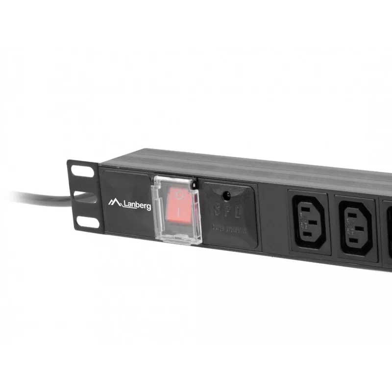 LANBERG PDU-10I-0200-IEC-BK maitinimo skirstytuvas – 10× C13 lizdų, 2 m laidas, 10 A, 2500 W, juodas