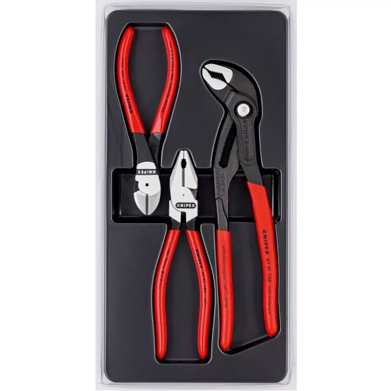 Knipex replių rinkinys Power Pack su 3 poliruotomis plastikinėmis termoformuotomis dalimis