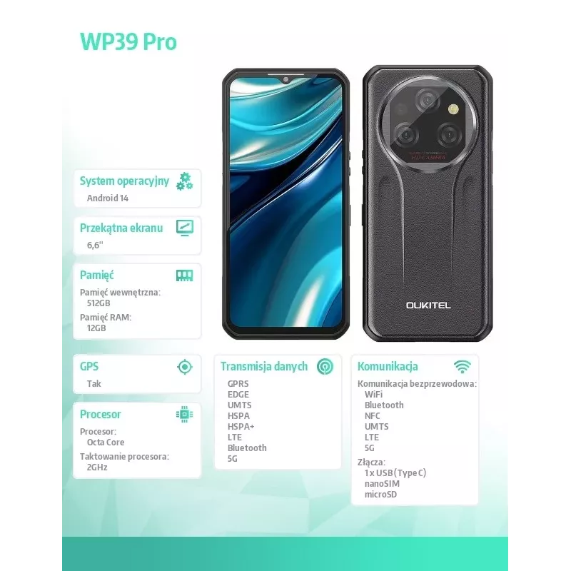 Išmanusis telefonas Oukitel WP39 Pro 12/256 11000mAh Pilka