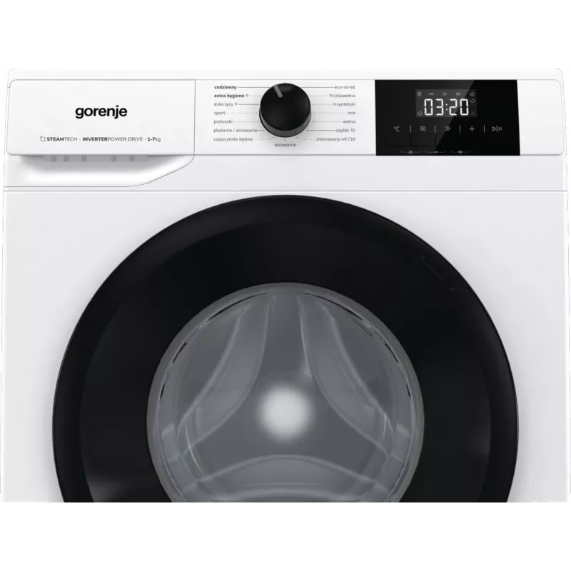 Laisvai pastatoma skalbimo mašina Gorenje W3NGPI72SBS, 7 kg, 1200 aps./min., inverterinis variklis, garų funkcija, 15 programų, balta