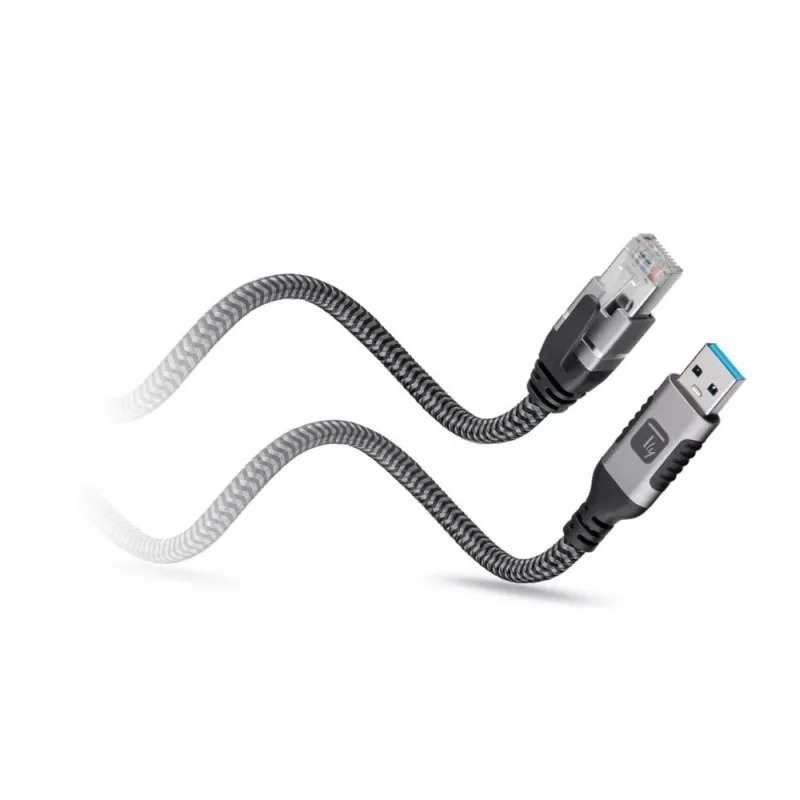 Techly ICOC U3A-RJ45-010 USB-A į Gigabit Ethernet adapterio kabelis, 1 m, juodas/sidabrinis