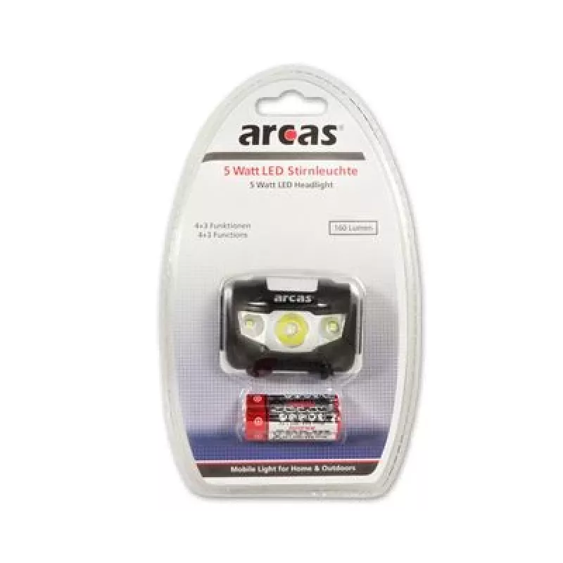 Arcas ARC5 priekinis žibintas | 1 LED + 2 prožektorių LED | 5 W | 160 lm | 4+3 šviesos režimai
