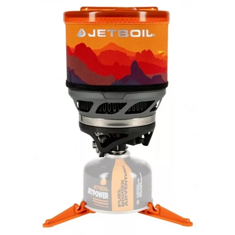 Kempingo viryklė Jetboil MiniMo – kompaktiška dujinė viryklė su integruotu šilumokaičiu ir liepsnos reguliavimu