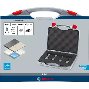 Bosch PRO Ceramic Dry X-LOCK 2607017579 deimantinių grąžtų komplektas keramikai/plytelėms, 4 vnt., 6/8/10/12 mm, M14