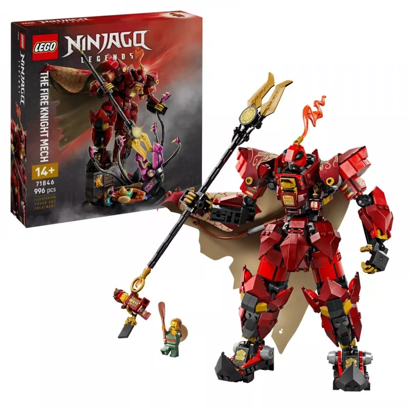 LEGO statybinis rinkinys NINJAGO 71846 Ugnies riterio mechas, 996 dalių, 2 minifigūrėlės, judrios galūnės, 260 mm aukštis